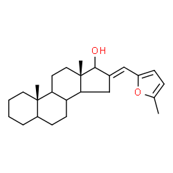 ChemSpider 2D Image | (8xi,9xi,14xi,16E)-16-[(5-Methyl-2-furyl)methylene]androstan-17-ol | C25H36O2
