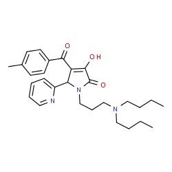 ChemSpider 2D Image | 1-[3-(Dibutylamino)propyl]-3-hydroxy-4-(4-methylbenzoyl)-5-(2-pyridinyl)-1,5-dihydro-2H-pyrrol-2-one | C28H37N3O3