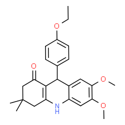 ChemSpider 2D Image | 9-(4-Ethoxyphenyl)-6,7-dimethoxy-3,3-dimethyl-3,4,9,10-tetrahydro-1(2H)-acridinone | C25H29NO4