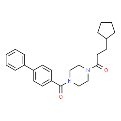 ChemSpider 2D Image | 1-[4-(4-Biphenylylcarbonyl)-1-piperazinyl]-3-cyclopentyl-1-propanone | C25H30N2O2