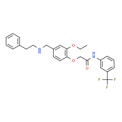 ChemSpider 2D Image | 2-(2-Ethoxy-4-{[(2-phenylethyl)amino]methyl}phenoxy)-N-[3-(trifluoromethyl)phenyl]acetamide | C26H27F3N2O3