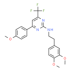 ChemSpider 2D Image | N-[2-(3,4-Dimethoxyphenyl)ethyl]-4-(4-methoxyphenyl)-6-(trifluoromethyl)-2-pyrimidinamine | C22H22F3N3O3