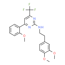 ChemSpider 2D Image | N-[2-(3,4-Dimethoxyphenyl)ethyl]-4-(2-methoxyphenyl)-6-(trifluoromethyl)-2-pyrimidinamine | C22H22F3N3O3