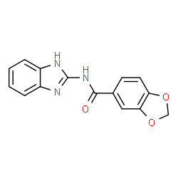 ChemSpider 2D Image | N-(1H-Benzimidazol-2-yl)-1,3-benzodioxole-5-carboxamide | C15H11N3O3