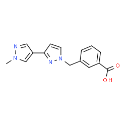 ChemSpider 2D Image | 3-[(1'-Methyl-1H,1'H-3,4'-bipyrazol-1-yl)methyl]benzoic acid | C15H14N4O2
