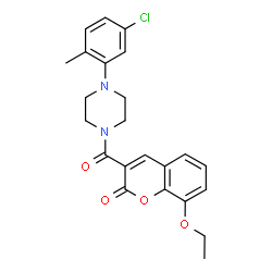 ChemSpider 2D Image | 3-{[4-(5-Chloro-2-methylphenyl)-1-piperazinyl]carbonyl}-8-ethoxy-2H-chromen-2-one | C23H23ClN2O4