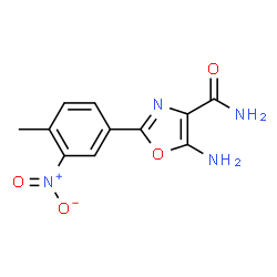 ChemSpider 2D Image | 5-Amino-2-(4-methyl-3-nitrophenyl)-1,3-oxazole-4-carboxamide | C11H10N4O4