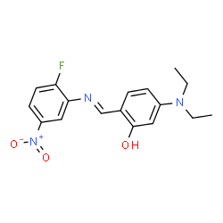 ChemSpider 2D Image | 5-(Diethylamino)-2-{(E)-[(2-fluoro-5-nitrophenyl)imino]methyl}phenol | C17H18FN3O3