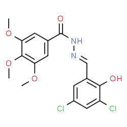 ChemSpider 2D Image | N'-[(E)-(3,5-Dichloro-2-hydroxyphenyl)methylene]-3,4,5-trimethoxybenzohydrazide | C17H16Cl2N2O5