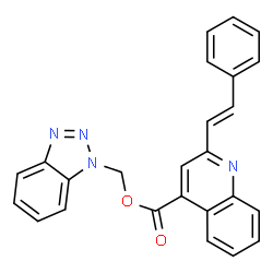 ChemSpider 2D Image | 1H-Benzotriazol-1-ylmethyl 2-[(E)-2-phenylvinyl]-4-quinolinecarboxylate | C25H18N4O2