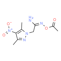 ChemSpider 2D Image | N-Acetoxy-2-(3,5-dimethyl-4-nitro-1H-pyrazol-1-yl)ethanimidamide | C9H13N5O4