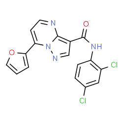 ChemSpider 2D Image | N-(2,4-Dichlorophenyl)-7-(2-furyl)pyrazolo[1,5-a]pyrimidine-3-carboxamide | C17H10Cl2N4O2