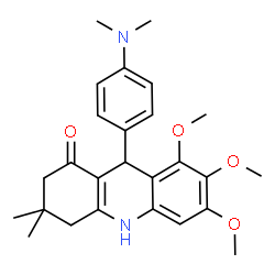 ChemSpider 2D Image | 9-[4-(Dimethylamino)phenyl]-6,7,8-trimethoxy-3,3-dimethyl-3,4,9,10-tetrahydro-1(2H)-acridinone | C26H32N2O4