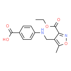 ChemSpider 2D Image | 3-Ethyl 4-[[(4-carboxyphenyl)amino]methyl]-5-methyl-3-isoxazolecarboxylate | C15H16N2O5