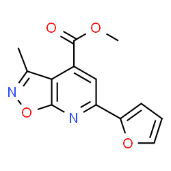 ChemSpider 2D Image | Methyl 6-(2-furyl)-3-methyl[1,2]oxazolo[5,4-b]pyridine-4-carboxylate | C13H10N2O4