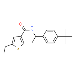 ChemSpider 2D Image | 5-Ethyl-N-{1-[4-(2-methyl-2-propanyl)phenyl]ethyl}-3-thiophenecarboxamide | C19H25NOS