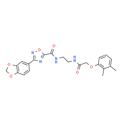 ChemSpider 2D Image | 3-(1,3-Benzodioxol-5-yl)-N-(2-{[(2,3-dimethylphenoxy)acetyl]amino}ethyl)-1,2,4-oxadiazole-5-carboxamide | C22H22N4O6