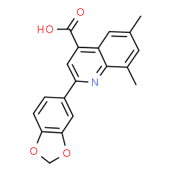 ChemSpider 2D Image | 2-(1,3-Benzodioxol-5-yl)-6,8-dimethyl-4-quinolinecarboxylic acid | C19H15NO4