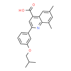 ChemSpider 2D Image | 2-(3-Isobutoxyphenyl)-6,8-dimethyl-4-quinolinecarboxylic acid | C22H23NO3