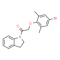 ChemSpider 2D Image | 2-(4-Bromo-2,6-dimethylphenoxy)-1-(2,3-dihydro-1H-indol-1-yl)ethanone | C18H18BrNO2