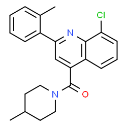 ChemSpider 2D Image | [8-Chloro-2-(2-methylphenyl)-4-quinolinyl](4-methyl-1-piperidinyl)methanone | C23H23ClN2O