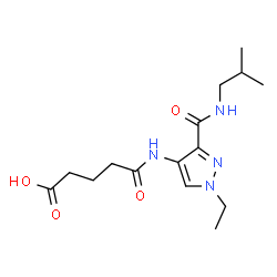 ChemSpider 2D Image | 5-{[1-Ethyl-3-(isobutylcarbamoyl)-1H-pyrazol-4-yl]amino}-5-oxopentanoic acid | C15H24N4O4