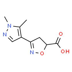 ChemSpider 2D Image | 3-(1,5-dimethylpyrazol-4-yl)-4,5-dihydro-1,2-oxazole-5-carboxylic acid | C9H11N3O3