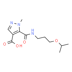 ChemSpider 2D Image | 5-[(3-Isopropoxypropyl)carbamoyl]-1-methyl-1H-pyrazole-4-carboxylic acid | C12H19N3O4