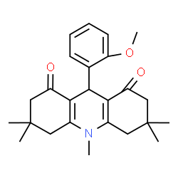 ChemSpider 2D Image | 9-(2-Methoxyphenyl)-3,3,6,6,10-pentamethyl-3,4,6,7,9,10-hexahydro-1,8(2H,5H)-acridinedione | C25H31NO3