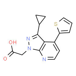 ChemSpider 2D Image | (3-cyclopropyl-4-thien-2-yl-1H-pyrazolo[3,4-b]pyridin-1-yl)acetic acid | C15H13N3O2S