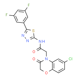 ChemSpider 2D Image | 2-(6-Chloro-3-oxo-2,3-dihydro-4H-1,4-benzoxazin-4-yl)-N-[5-(3,5-difluorophenyl)-1,3,4-thiadiazol-2-yl]acetamide | C18H11ClF2N4O3S