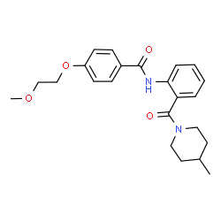 ChemSpider 2D Image | 4-(2-Methoxyethoxy)-N-{2-[(4-methyl-1-piperidinyl)carbonyl]phenyl}benzamide | C23H28N2O4