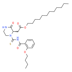ChemSpider 2D Image | Dodecyl {1-[(2-butoxybenzoyl)carbamothioyl]-3-oxo-2-piperazinyl}acetate | C30H47N3O5S