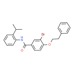 ChemSpider 2D Image | 3-Bromo-N-(2-isopropylphenyl)-4-(2-phenylethoxy)benzamide | C24H24BrNO2