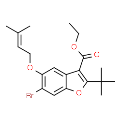 ChemSpider 2D Image | ethyl 6-bromo-2-tert-butyl-5-[(3-methylbut-2-en-1-yl)oxy]-1-benzofuran-3-carboxylate | C20H25BrO4