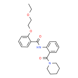ChemSpider 2D Image | 2-(2-Ethoxyethoxy)-N-[2-(1-piperidinylcarbonyl)phenyl]benzamide | C23H28N2O4