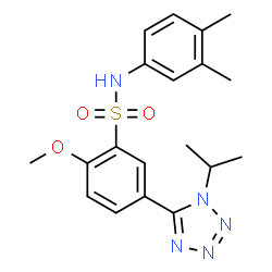 ChemSpider 2D Image | N-(3,4-Dimethylphenyl)-5-(1-isopropyl-1H-tetrazol-5-yl)-2-methoxybenzenesulfonamide | C19H23N5O3S