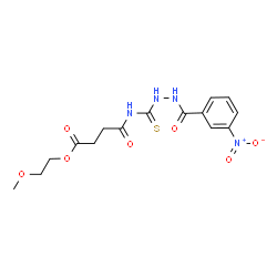 ChemSpider 2D Image | 2-Methoxyethyl 4-({[2-(3-nitrobenzoyl)hydrazino]carbonothioyl}amino)-4-oxobutanoate | C15H18N4O7S