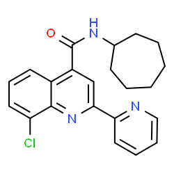ChemSpider 2D Image | 8-Chloro-N-cycloheptyl-2-(2-pyridinyl)-4-quinolinecarboxamide | C22H22ClN3O