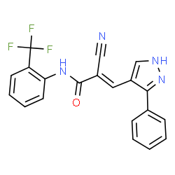 ChemSpider 2D Image | (2E)-2-Cyano-3-(3-phenyl-1H-pyrazol-4-yl)-N-[2-(trifluoromethyl)phenyl]acrylamide | C20H13F3N4O