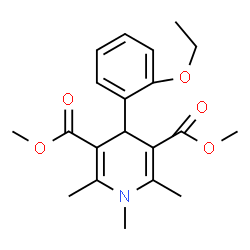 ChemSpider 2D Image | Dimethyl 4-(2-ethoxyphenyl)-1,2,6-trimethyl-1,4-dihydro-3,5-pyridinedicarboxylate | C20H25NO5