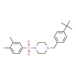 ChemSpider 2D Image | 1-[(3,4-Dimethylphenyl)sulfonyl]-4-[4-(2-methyl-2-propanyl)benzyl]piperazine | C23H32N2O2S