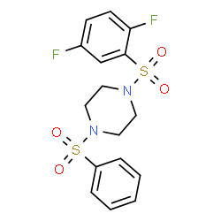 ChemSpider 2D Image | 1-[(2,5-Difluorophenyl)sulfonyl]-4-(phenylsulfonyl)piperazine | C16H16F2N2O4S2