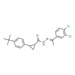 ChemSpider 2D Image | N'-[(1E)-1-(3,4-Dichlorophenyl)ethylidene]-2-[4-(2-methyl-2-propanyl)phenyl]cyclopropanecarbohydrazide | C22H24Cl2N2O
