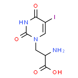 ChemSpider 2D Image | 3-(5-Iodo-2,4-dioxo-3,4-dihydro-1(2H)-pyrimidinyl)alanine | C7H8IN3O4