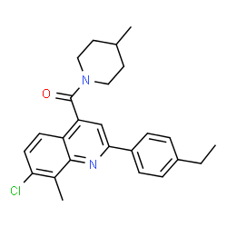 ChemSpider 2D Image | [7-Chloro-2-(4-ethylphenyl)-8-methyl-4-quinolinyl](4-methyl-1-piperidinyl)methanone | C25H27ClN2O