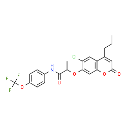 ChemSpider 2D Image | 2-[(6-Chloro-2-oxo-4-propyl-2H-chromen-7-yl)oxy]-N-[4-(trifluoromethoxy)phenyl]propanamide | C22H19ClF3NO5