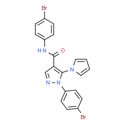 ChemSpider 2D Image | N,1-Bis(4-bromophenyl)-5-(1H-pyrrol-1-yl)-1H-pyrazole-4-carboxamide | C20H14Br2N4O