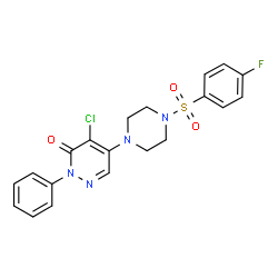 ChemSpider 2D Image | 4-Chloro-5-{4-[(4-fluorophenyl)sulfonyl]-1-piperazinyl}-2-phenyl-3(2H)-pyridazinone | C20H18ClFN4O3S