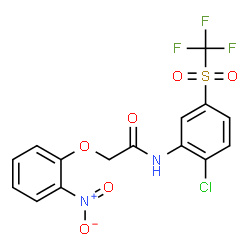 ChemSpider 2D Image | N-{2-Chloro-5-[(trifluoromethyl)sulfonyl]phenyl}-2-(2-nitrophenoxy)acetamide | C15H10ClF3N2O6S